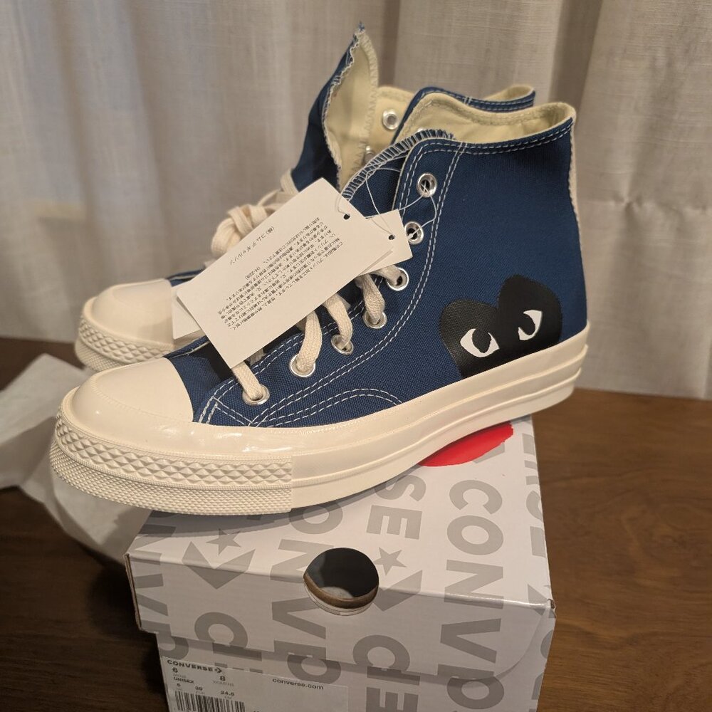 NIB Converse x PLAY Comme des Garcons Chuck 70 CDG Hi Blue Quartz/Egret/Black